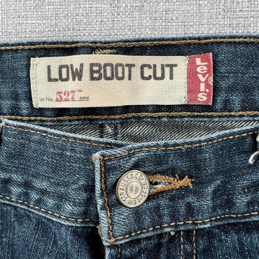 Levis 527 Low Boot Cut Jeans Mens 34x30 (fits 34x29) Dark Wash Blue Cowboy Y2K‎ - Picture 4 of 11